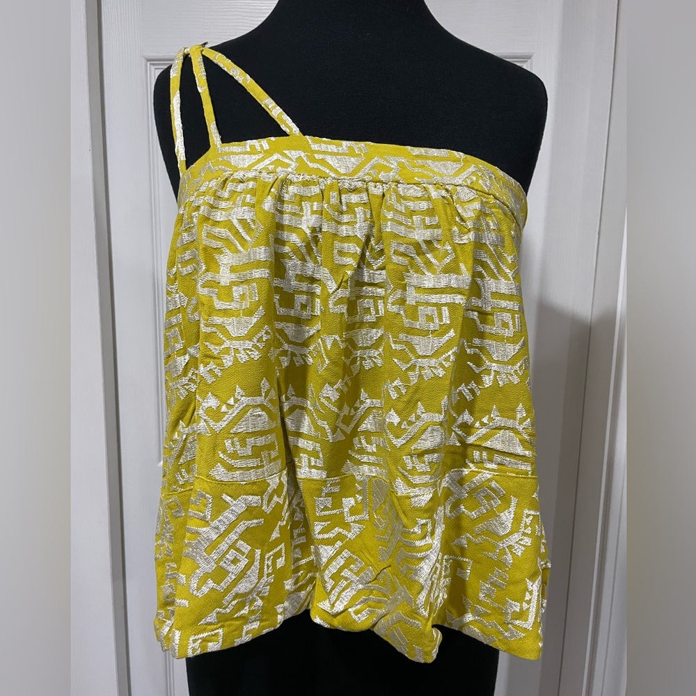 Floreat one shoulder tank top yellow size small